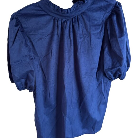 Blue Textured Puff Sleeve Top NWT - Picture 5 of 5